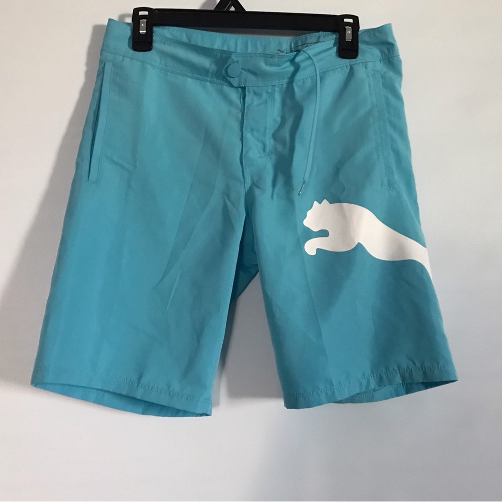 Puma Blue Swim Shorts with White Logo